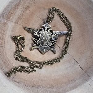 Black Butler Phantomhive Emblem necklace made of metal. 